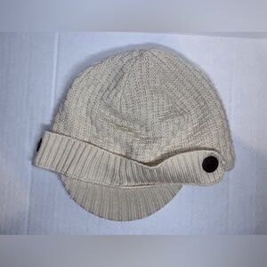 Columbia Women’s Gray‎ Cable Knit Button Ski Brim Hat Crochet Cap Beanie Winter
